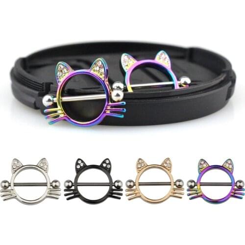 Fashion Cat Shape 316L Surgical Steel Nipple Ring Cute Body Piercing WomenJewelry Party Gift Accessory