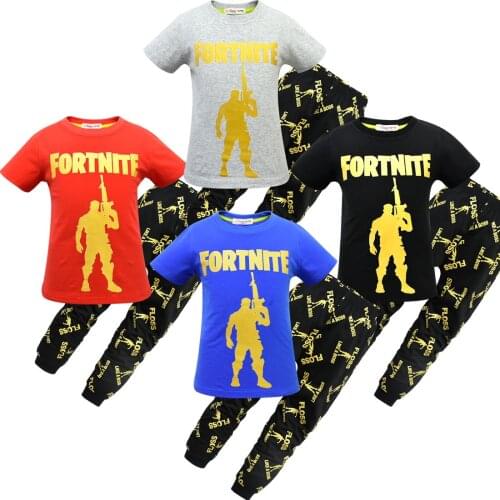 Childrens Clothing Sets T-shirt Pants Suit Fortnite Short Sleeve T-shirt Battle Royale Spring Summer Clothes for Teens Boys kid