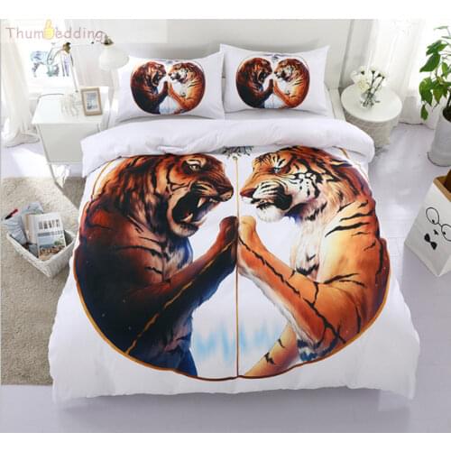 Thumbedding Animal Bedding Set 3D Tigers Duvet Cover Set King Size American Style Queen Double Bed Set with Pillowcase 3pcs