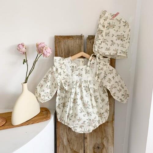 Girls Fashion Cotton Floral Bodysuits Kids Girls Long Sleeve Jumpsuits Autumn New Infant Baby Casual Loose Clothes