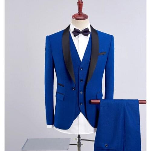 Suits Wedding 8Color 2020 For Men Three Piece Shawl Collar Slim Fit Stage Dress Burgundy Suit One Button Mens Tuxedo Jacket 1038