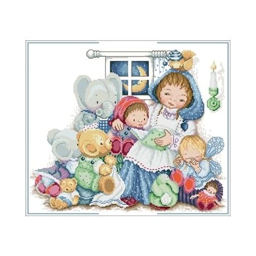 Pea-reading time Needlework,For Embroidery,DIY 14CT Unprinted Arts Cross stitch kits Set Cross-Stitching Home Decor