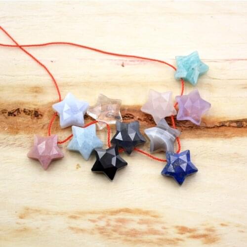 Natural Faceted rose quartzs amazonite amethysts black agate obsidian white crystal beads gems star bead for jewelry making