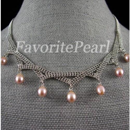 New Arrival Favorite Pearl Necklace AA 7-8MM 14.5-18 inches Purple Natural Freshwater Pearl Necklace Wedding Party Fine Jewelry