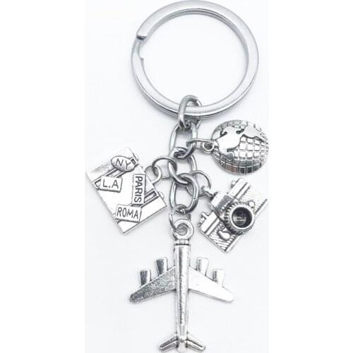 New Product Innovation Earth Camera Keychain Handbag Aircraft Keychain Travel Commemorative Gift Keychain