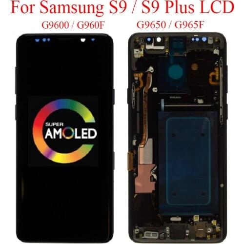 ORIGINAL AMOLED For Samsung Galaxy S9 LCD S9 Plus Display Touch Screen With Frame For Samsung G9650 G965F G9600 G960F NEW LCD