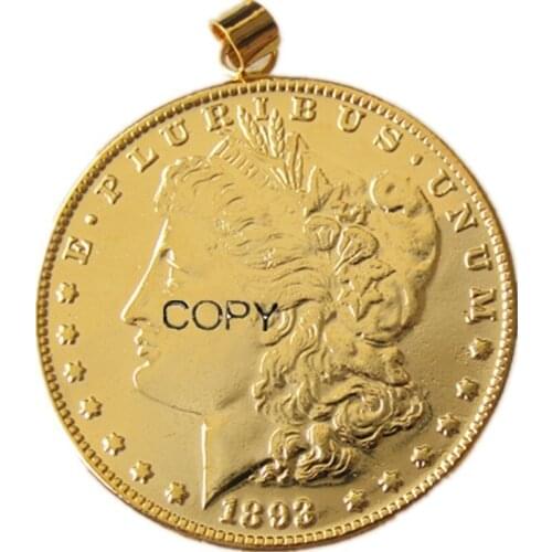 P(01)Coin Pendant Morgan Dollar 1893s Necklace Gold Plated Coin Fashion Jewelry