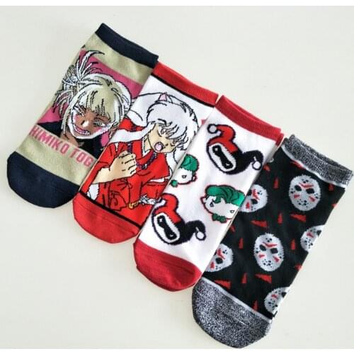 Couple Cute Carttoon Inuyasha Boat Socks My Hero Academia Ladies Himiko Toga Short Socks