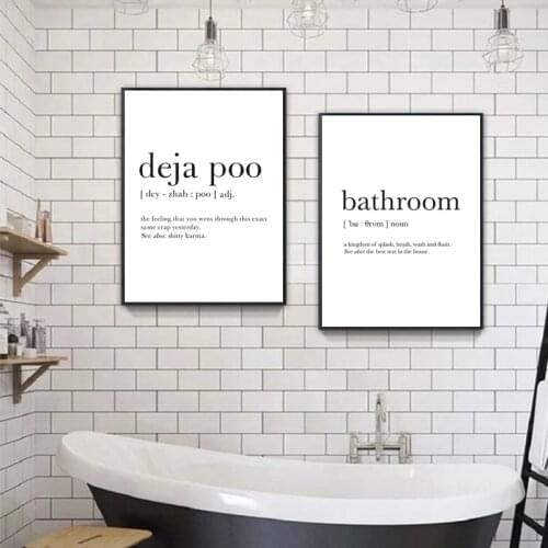 Deja Poo Letter Printed Posters Bathroom Definition Spanish Minimalist Pictures Canvas Oil Painting Wall Art Modern Toilet Decor