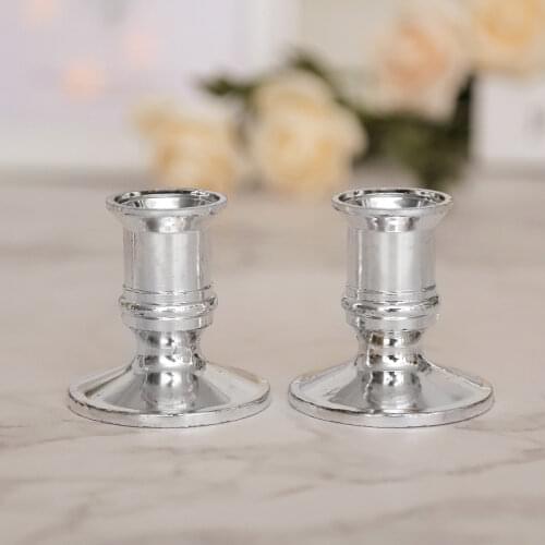 2 pcs Plated Candlestick Votive Candles Holder For Candles Fake Tapers Christmas Party Decoration For Wedding Silver/Gold