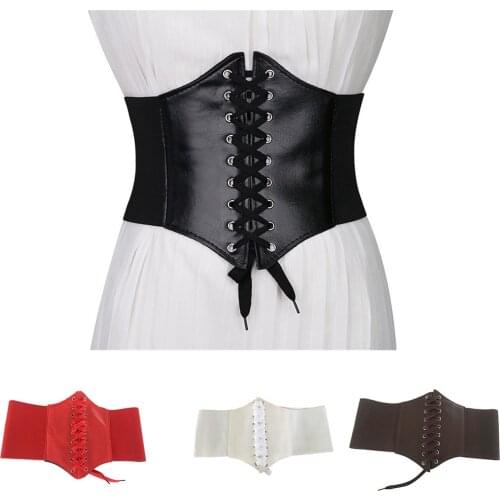 2021 Corset Wide Pu Leather Slimming Body Belts For Women Elastic High Waist Belts Cinto Sobretudo Feminin Ceinture Femme Fajas