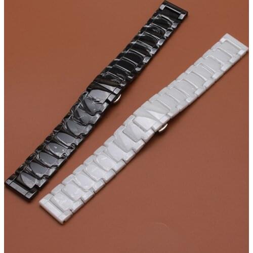 Watchbands Polished Ceramic Black white Watch straps bracelets 20mm 22mm for mens womens wrist watches fashion style accessories