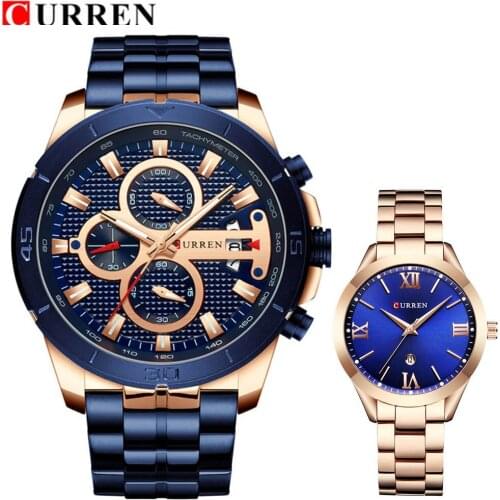 CURRENLuxury Brand Lover Watch Waterproof Watches men Watches women Couples Lovers Watches Set Wristwatches Relogio Feminino