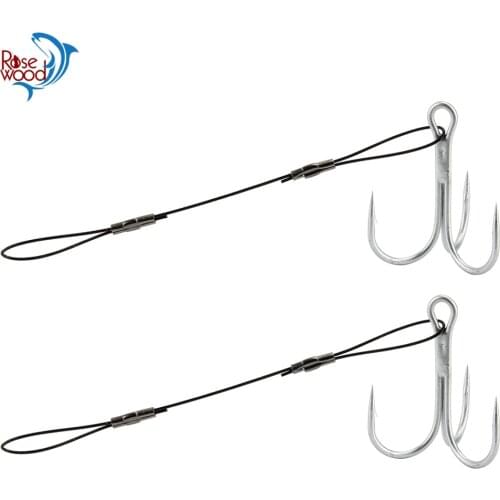 RoseWood Carp Fishing Hook Size #6 #1 #1/0 #2/0 Treble Hook Fishing Line Connect Soft Baits High-Carbon Steel Fish Hook