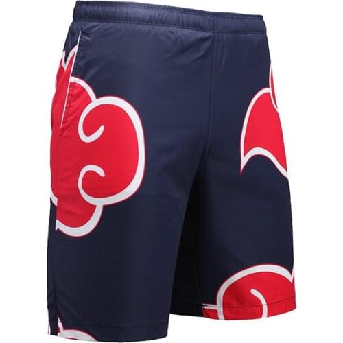 Anime Red Cloud Full Printed Shorts Men Hip Hop Streetwear Hawaiian Elastic Waist Summer Beach Harajuku Loose Shorts