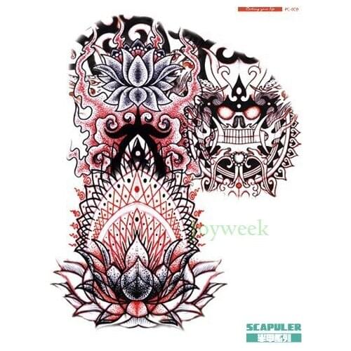 Waterproof Temporary Tattoo Sticker large lotus flower Buddhism totem shoulder tatto stickers flash tatoo fake tattoos for men