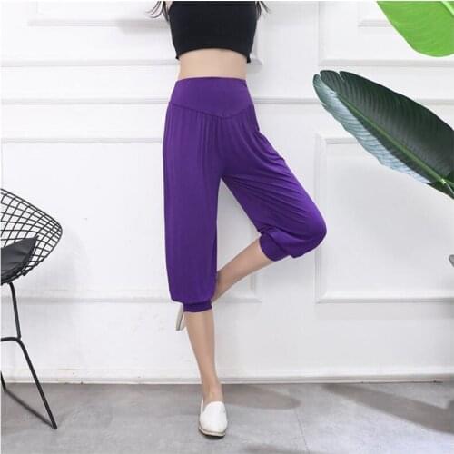 Babbytoro Short Leggings Women Jogger Harem Pant 2020 High Waist 3/4 Capris Cotton Loose Plus Size Legins Purple Rose Grey Black