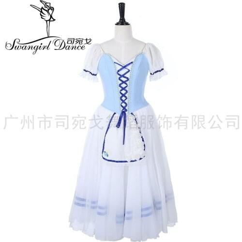 Women Blue Coppelia Professional Classical Ballet Giselle Tutu romantic tutus ballerina adult long tulle dress costume BT9330