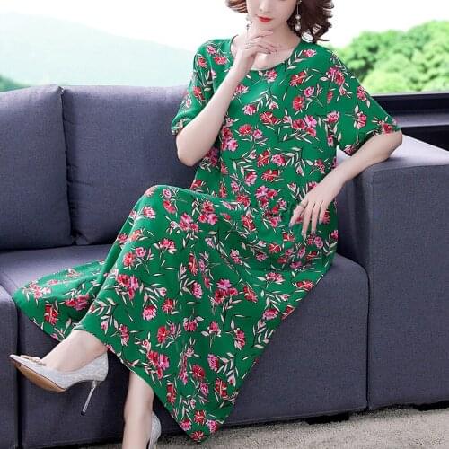 2021 Casual 4XL Plus Size Chiffon Beach Maxi Dress Summer Vintage Loose Print Midi Sundress Women Elegant Bodycon Party Vestidos