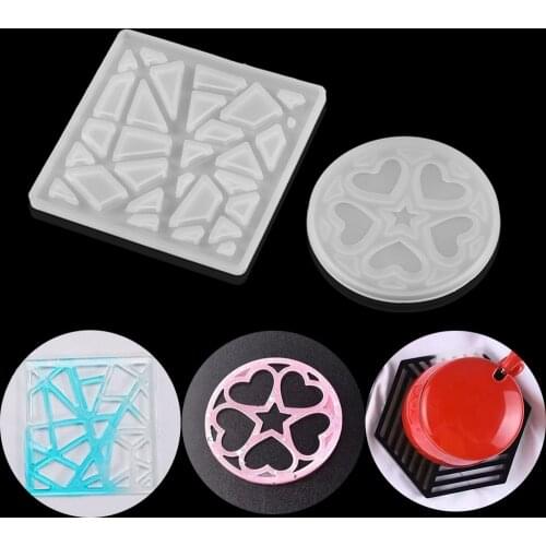 1Pcs Love Heart Silicone Mold Hollow Coaster Epoxy Resin Casting Mold for DIY Cup Mat Crafts Home Table Decoration Making Tools
