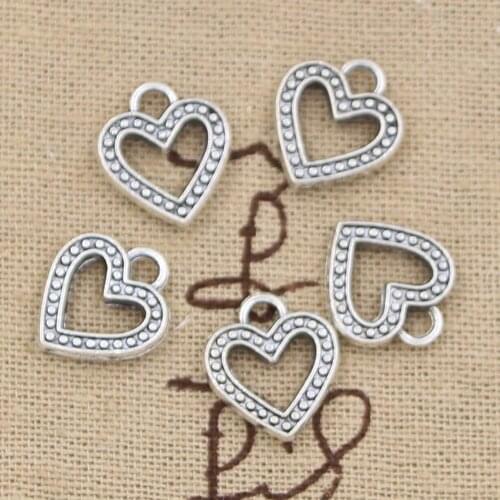 30pcs Charms Hollow Heart 14x13mm Antique Making Pendant fit,Vintage Tibetan Silver color,DIY Handmade Jewelry