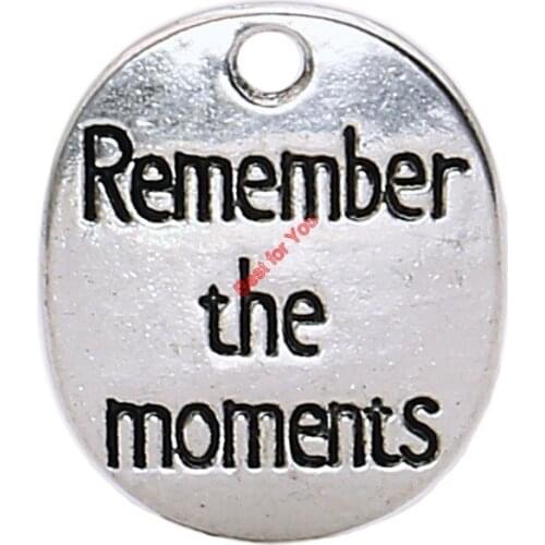 Remember the Moments Charm Pendant fit Bracelet Necklace Tibetan Silver Plated Jewelry DIY Making Accessories 22x18mm 5pcs