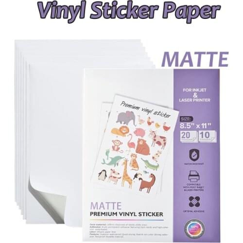 A4 Premium Printable Vinyl Sticker Paper 10 20 Matte White Waterproof Decal Paper Sheets for Inkjet and Laser Printer