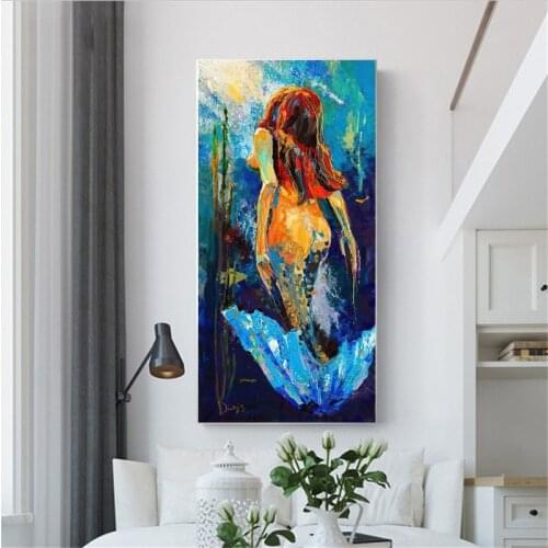 Abstract Mermaid oil painting Canvas Paintings Wall Art Prints Poster Living Room Decor Paintings On The Wall Home Decor