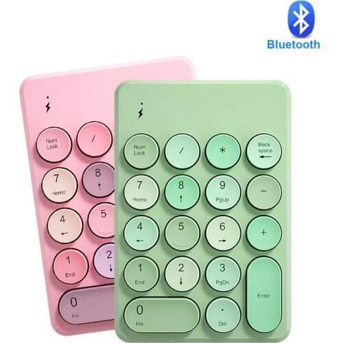 Bluetooth Wireless Numeric Keyboard Portable Slim Mini Number Pad 18 Keys Keypad for Laptop Desktop PC Bank Accounting Cashier