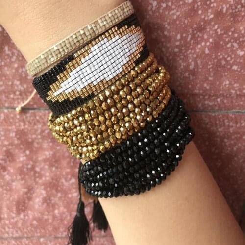 BLUESTAR Turkish Evil Eye Bracelet Women Crystal Pulseras Mujer Moda Jewelry Handmade Bead Loom