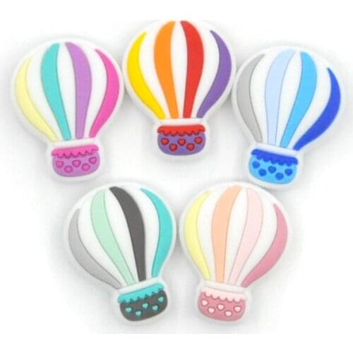 5PCS Silicone Baby Beads Hot Air Balloon Silicone Teething Necklace Food Grade Silicone DIY Pacifier Chain Pendant BPA Free