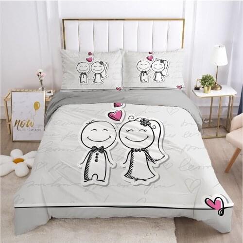 3D Duvet Cover Sets Bedding Set Gray Quilt Covers Pillowcase(s) Comforter Case Bed Linen Kids Cartoon King Queen Size Bedclothes