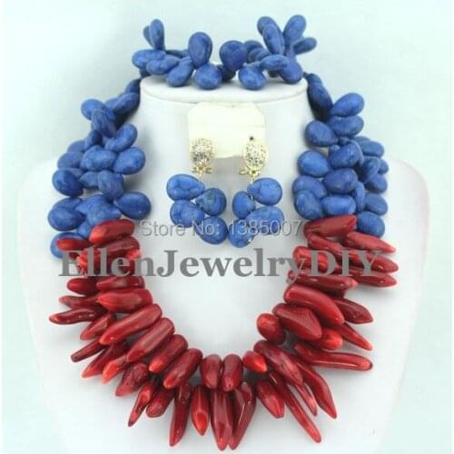 Royal Blue African hot Jewelry Set Nigerian African Wedding Beads Jewelry Set hot Beads Necklace Set W7305