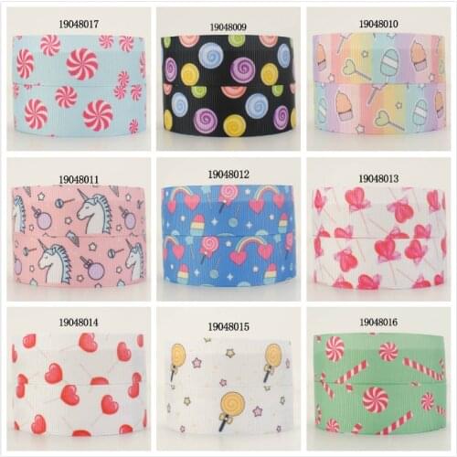 Beautiful Candies Printed 5 Yards Grosgrain/Satin Ribbon 25mm/38mm for DIY Festival Party Supply Bows
