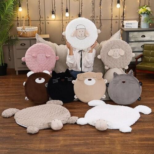 Round Cushion Sheep Embroidery Seat Pad Waist Cushion PP Cotton Cute Soft Chair Cushion SofaThick Chair Cushion Home Pillow