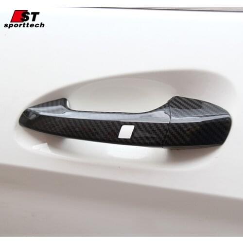 Car Door Handle Cover For Mercedes-Benz C Class Saloon W204 W205 C180/200/63 Carbon Fiber 3D Handle Sticker For Benz Accessories