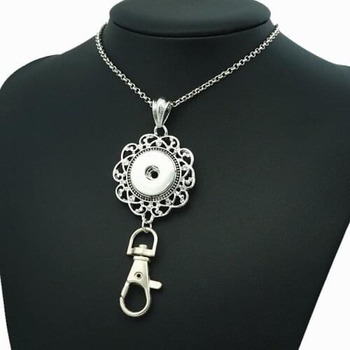 Fashion hollow flower pendant tassel snap necklace 60cm fit 18mm snap buttons wholesale DJ0173 for Hanging Phone/Card