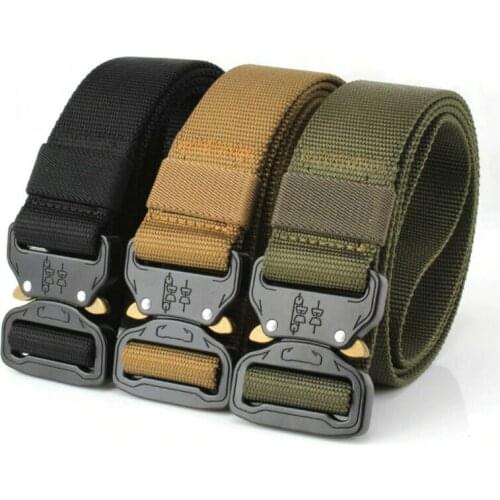 Mens Outdoor Tactical Belts Nylon Military Waist Belt with Metal Buckle Adjustable Heavy Duty Training Waist Belt