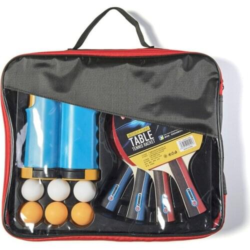 Table Tennis Racket Set 4 Racket 6 Ball with Net Frame Retractable and Portable Package Professional Table Tennis Equipment Set
