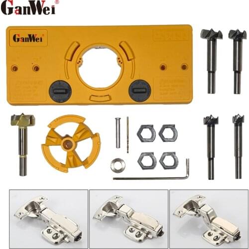 GanWei Concealed 35MM Cup Style Hinge Jig Boring Hole Drill Guide With Forstner Bit Wood Cutter Carpenter Woodworking DIY Tools