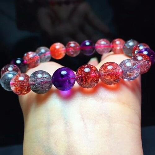 Natural Lepidocrocite Quartz Women Stretch Super 7 Seven 9.5mm Melody Stone Man Healing Beads Bracelets Certificate AAAAAA