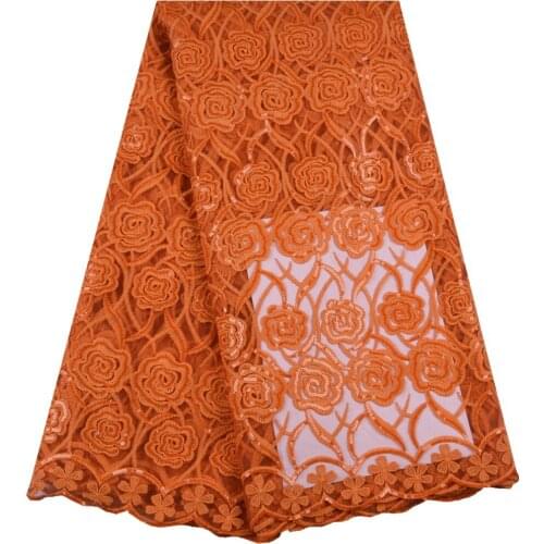 Nigerian Lace With Sequins High Quality African Lace Fabric For Wedding Dress French Tulle Lace Fabric 5 Yards A1627