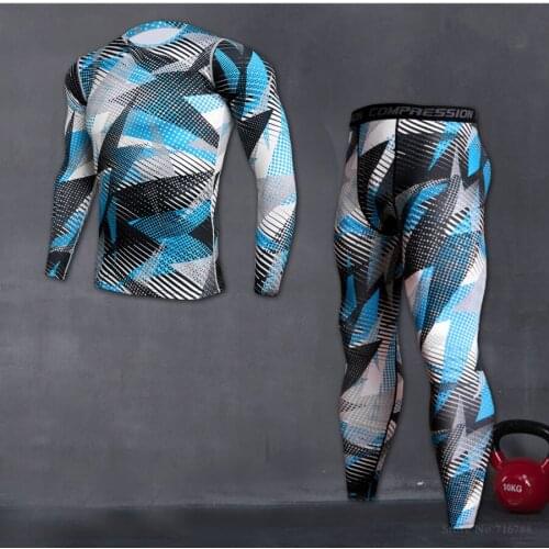 New Men Running Sport Compression Sets t shirt And Pants Suits Jogging Workout Set Male Gym Fitness Crossfit Sportswear Leggings