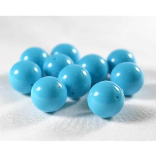 Wholesale Blue Solid Color DIY Craft Plastic Beads Jewelry Accessories Acrylic Loose Round Spacer Beaded 6.8.10.12.14mm YK-07