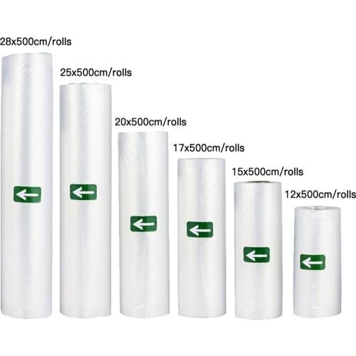 6 Rolls/Lot Kitchen Food Vacuum Bag Storage Bags For Vacuum Sealer Vacuum Packaging Rolls 12/15/17/20/25/28cm*500cm