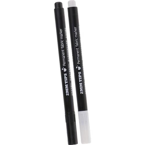 Permanent Fabric Marker Pens for Textile Clothes T-Shirt Cloth Shoes, Black White, DIY Sewing Tools