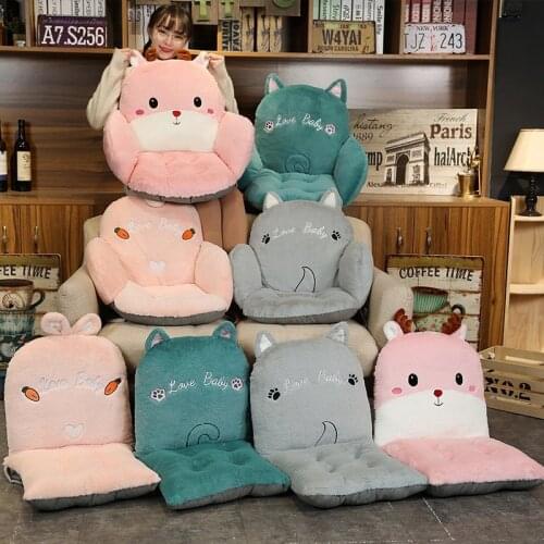 Cartoon Lovely Animal Plush Chair Cushion Office Antiskid Plush One-piece Thickened Student Pillow Toys for Children Girls Gift