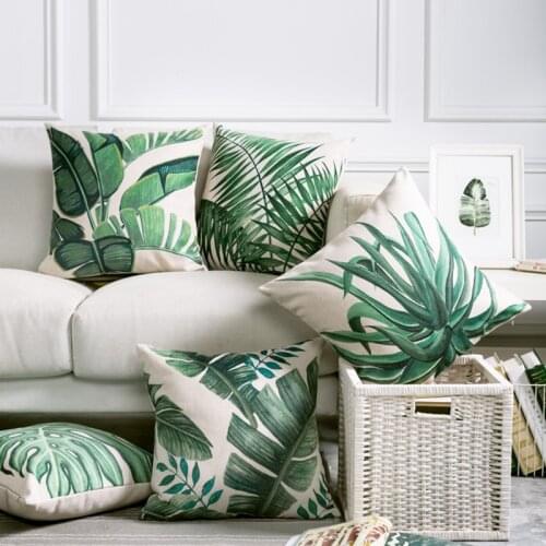 Tropical Pillow Cover Cushion Case Green Leaf of Tropical Palm Telopea monstera ceriman Home Decorective Cushion Cover 45x45cm