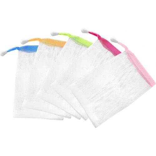 Bubble Foam Net Portable with Hanging Rope Random Color Mesh Cleansing Saver Bag for Home