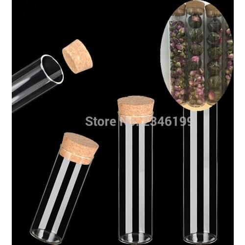 15pcs D37mm 70ML 100ML 150ML Clear Empty Glass Bottle Test Tube With Cork Cap Tea Leaf Jar Liquid Bottles Lab Supply Packaging